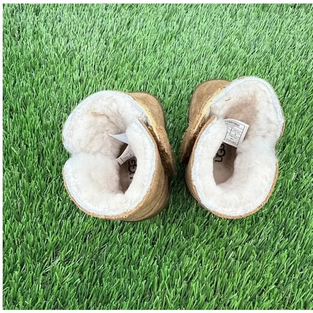UGG Infant Keelan Boot Suede Brown Sheepskin 1096089I – Size 0/1 US / 16 EU